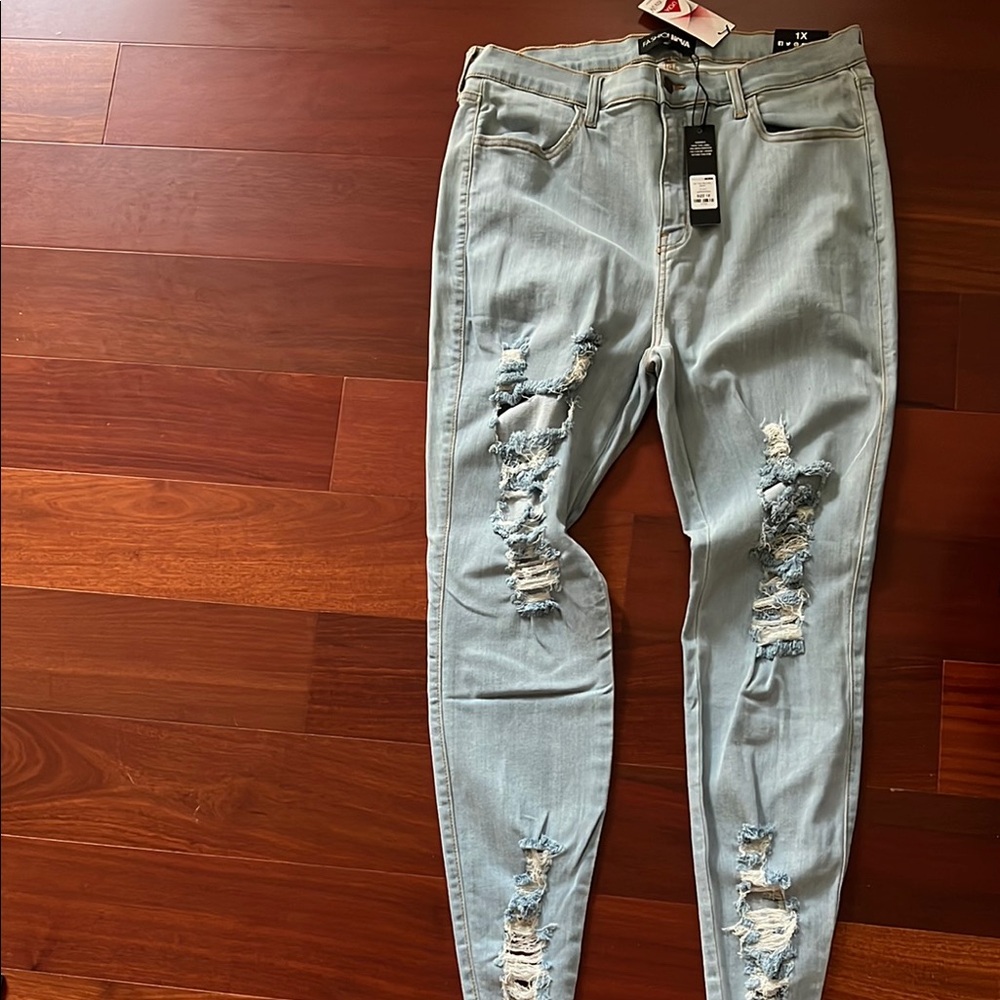Fashion Nova Blue Skinny High-Waisted Jeans